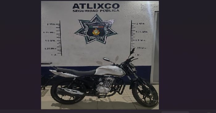 Recuperan en Atlixco motocicleta con reporte de robo