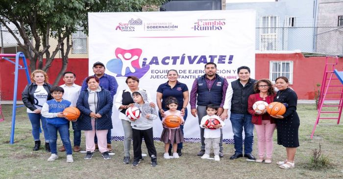 Entregan equipos de ejercitaci&oacute;n y juegos infantiles en San Andr&eacute;s Cholula