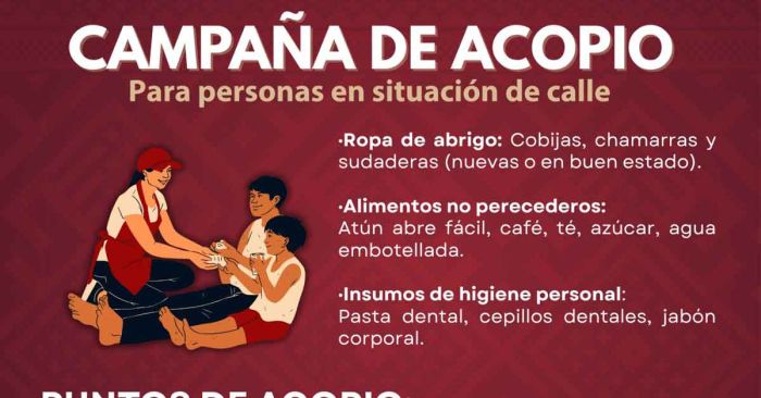 Lanza San Pedro Cholula campaña de acopio para personas en situación de calle