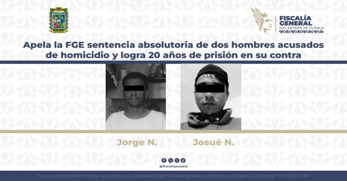 Detienen a Jorge N. y Josué N., responsables de homicidio calificado