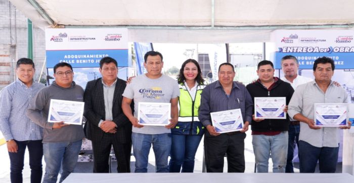 Avanza Lupita Cuautle en la modernizaci&oacute;n de vialidades, ahora en San Bernardino Tlaxcalancingo