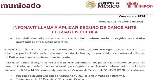 Llama Infonavit a aplicar seguros a daños por lluvias en viviendas