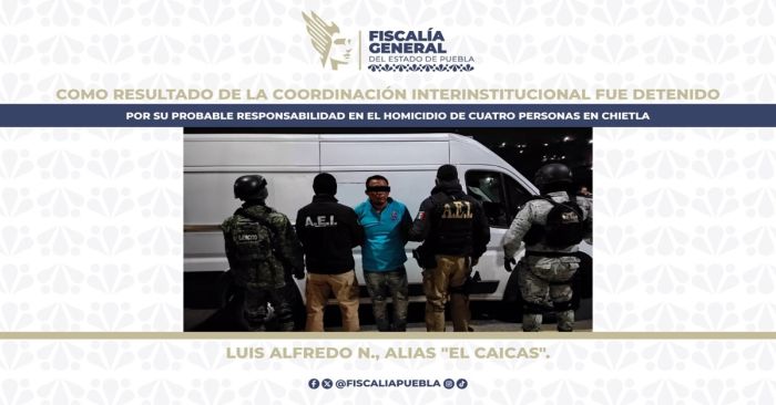 Detienen a “El Caicas”, generador de violencia en Chietla, Puebla