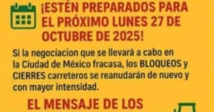 Amagan agricultores con bloqueos masivos en carreteras del país