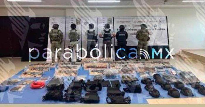 Aseguran Fuerzas federales y estatales armamento de alto poder en Texmelucan