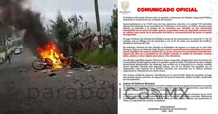 Atacan a elementos de vialidad en Xiutetelco