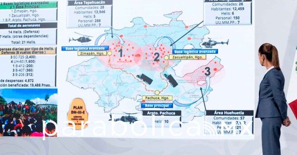 Activa Gobierno de M&eacute;xico 111 puentes a&eacute;reos en Hidalgo, resalta Sheinbaum