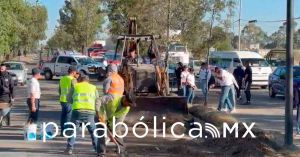 Realiza Policía Auxiliar faena comunitaria en inmediaciones de la carretera federal Puebla-Tlaxcala