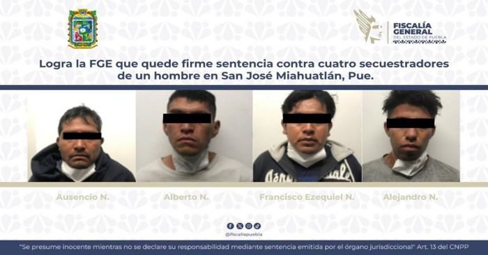 Estarán 50 años en prisión la banda de secuestradores en Miahuatlán