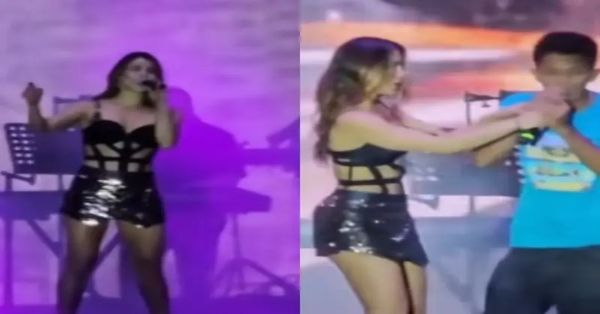 Interrumpen concierto de Mar&iacute;a Le&oacute;n y joven le quita el micr&oacute;fono