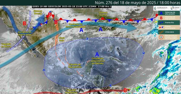 Prevén lluvias con descargas eléctricas en el Centro y Sureste del país