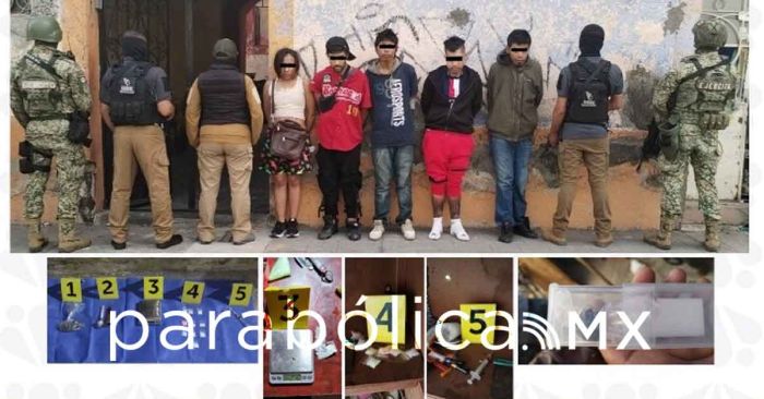 Caen cinco personas con narcóticos tras cateo de FGE en inmueble en Atlixco