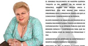 Fallece Paquita la del Barrio a los 77 años de edad