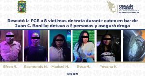 Rescata FGE a 8 víctimas de trata en bar de Juan C. Bonilla