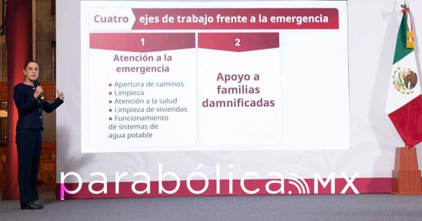Abre cartera la Federaci&oacute;n; anuncia Sheinbaum apoyos a damnificados
