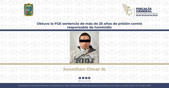 Detienen a Omar 25 años de prisión por homicidio en Puebla