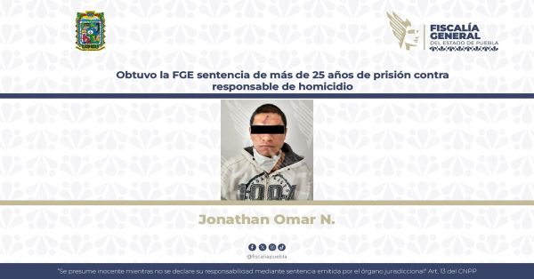 Detienen a Omar 25 años de prisión por homicidio en Puebla