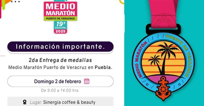 Darán en Puebla la medalla del Medio Maratón del Puerto de Veracruz 2025