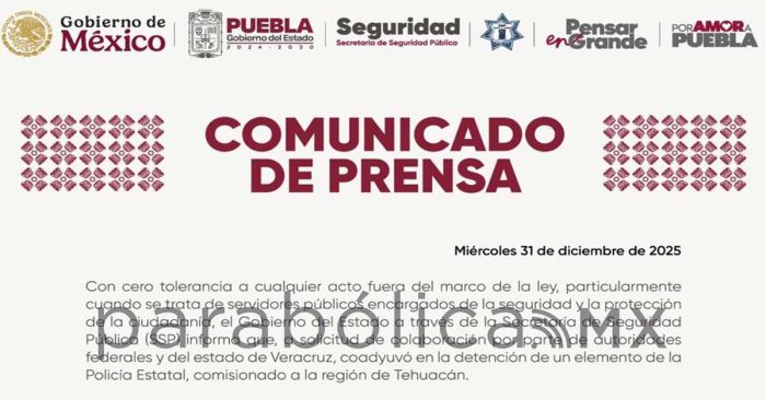 Apoy&oacute; SSP en detenci&oacute;n y traslado de polic&iacute;a estatal por presuntos delitos en Veracruz