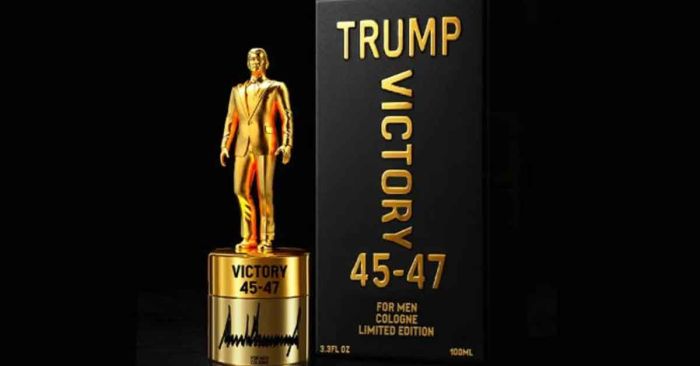 Promociona Trump fragancias "Victory 45-47, inspirado en su triunfo electoral