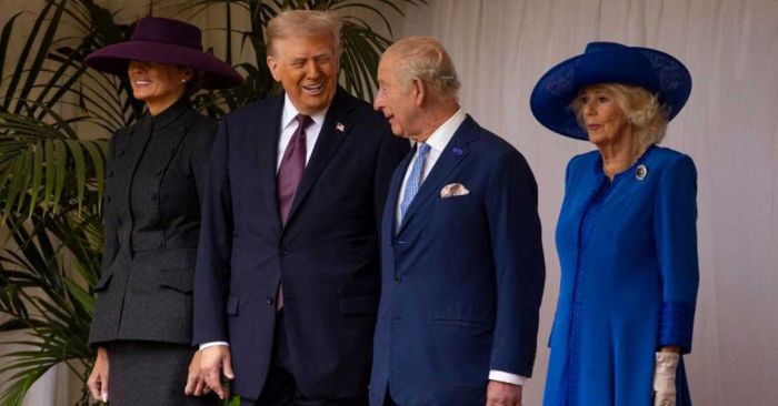 Recibe Rey Carlos III a Trump por visita de Estado