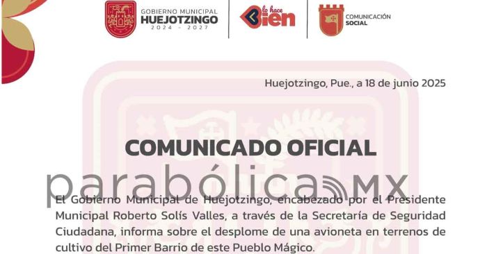 Presentan lesiones leves pasajeros de avioneta desplomada en Huejotzingo: Ayuntamiento