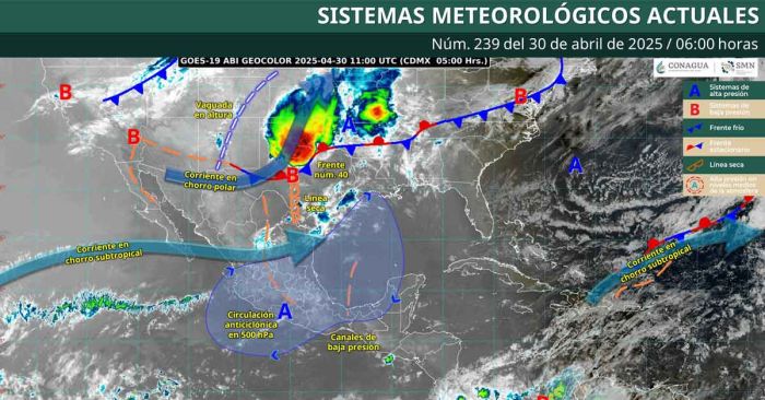 Pronostica SMN lluvias fuertes en Chiapas y probabilidad de torbellinos al norte de México