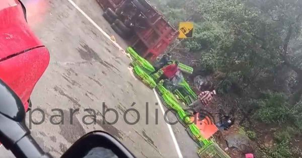 Vuelca tr&aacute;iler con pollos en las Cumbres de Maltrata; reportan rapi&ntilde;a