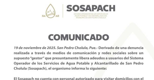 Alertan por falso gestor a domicilio del Sosapach
