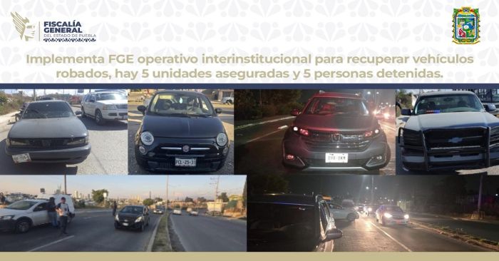 Detienen a 5 personas involucradas en el robo de vehículos