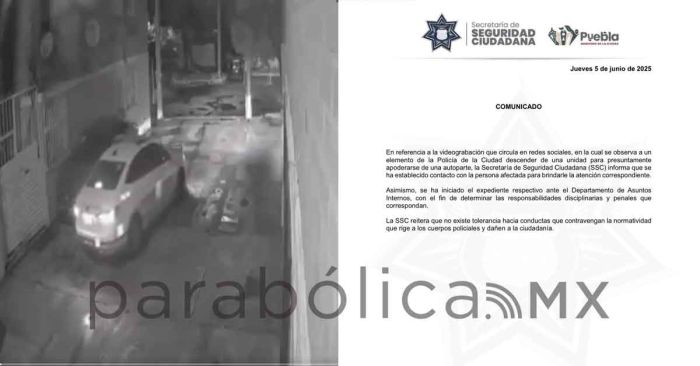 Investiga SSC Puebla a policía exhibido por robar autopartes en Agua Santa