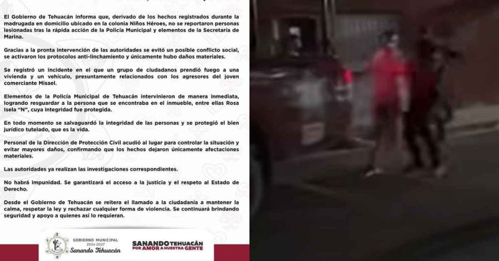 Minimiza gobierno de Tehuacán intento de linchamiento a agresores de comerciante