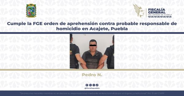 Aprehenden a Pedro N., por el delito de homicidio calificado