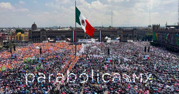 Defiende Sheinbaum a AMLO en mitin por Primer Informe