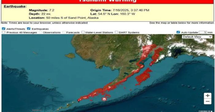 Sacude terremoto de magnitud 7.3 a Alaska; alerta de tsunami para la costa sur
