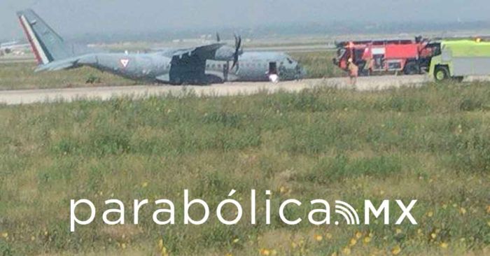 Realiza aeronave de la Fuerza Aérea Mexicana un aterrizaje de emergencia en el AIFA