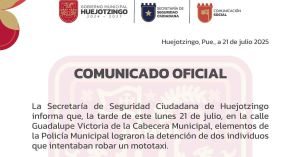 Detienen policías de Huejotzingo a dos presuntos ladrones de un mototaxi