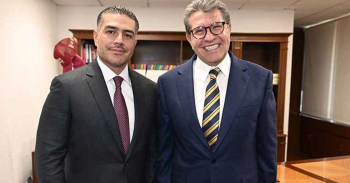 Sostienen reunión Monreal y Harfuch