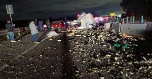 Choca tráiler cargado con plátanos en la autopista México-Puebla; genera caos vial