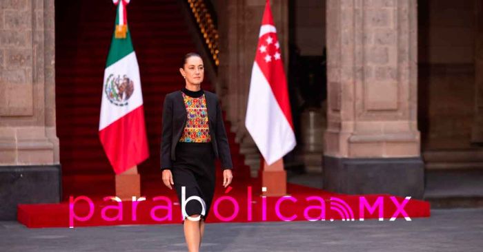 Recibe Sheinbaum en Palacio Nacional al presidente de Singapur