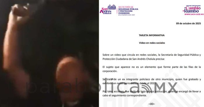 Desmiente San Andrés Cholula video de ex integrante policiaco; video fue de 2022