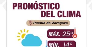 Estiman temperatura m&aacute;xima de 25 grados en Puebla capital