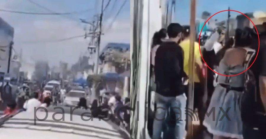 Se desata ri&ntilde;a en carnaval de San Baltazar Campeche; mosquetones desatan p&aacute;nico