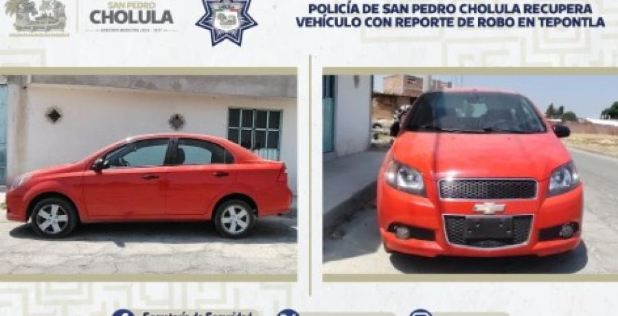 Recupera polic&iacute;a de San Pedro Cholula veh&iacute;culo con reporte de robo en Tepontla
