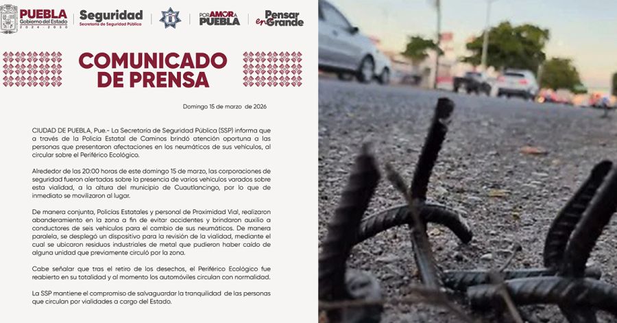 Dejan ponchallantas en Perif&eacute;rico Ecol&oacute;gico y afectan a m&aacute;s de una decena de veh&iacute;culos