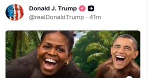 Incurre Trump nuevamente en racismo, retrata a los Obama como primates