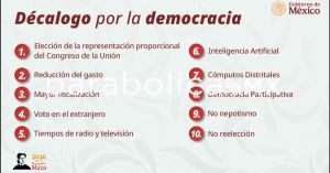 Presenta Sheinbaum el "Dec&aacute;logo por la democracia" de la Reforma Electoral