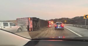 Vuelca tr&aacute;iler cargado con cabezas de ganado en la M&eacute;xico-Puebla